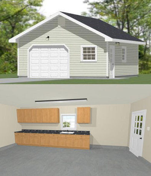 20×24 1-Car Garage — 480 sq ft — PDF Floor Plan — Model 3A