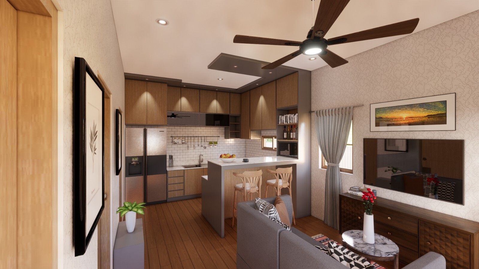 Small House 1 bedroom 7 x 8 M Home Building Plan