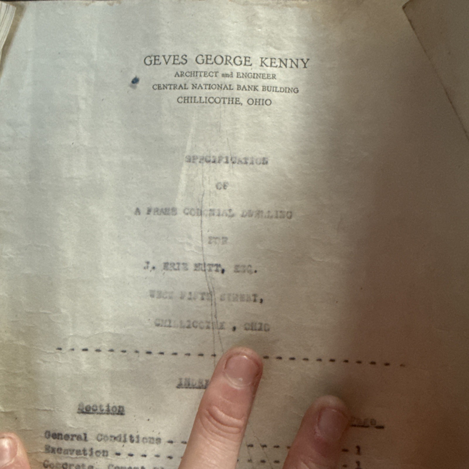 Antique Chillicothe Ohio Architect Geves George Kenny Colonial House Blueprints