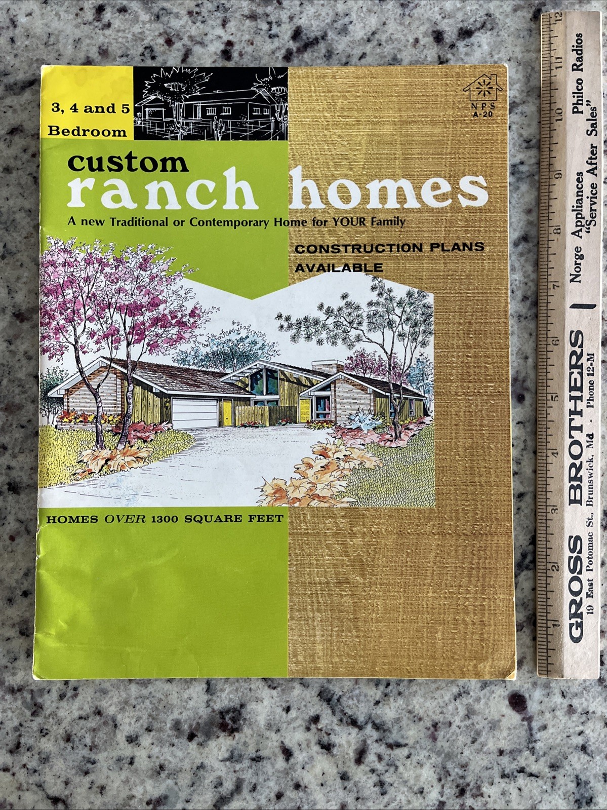 Vintage 1970 MCM Custom Large Ranch Homes Plans Design Catalog Atomic Blueprint