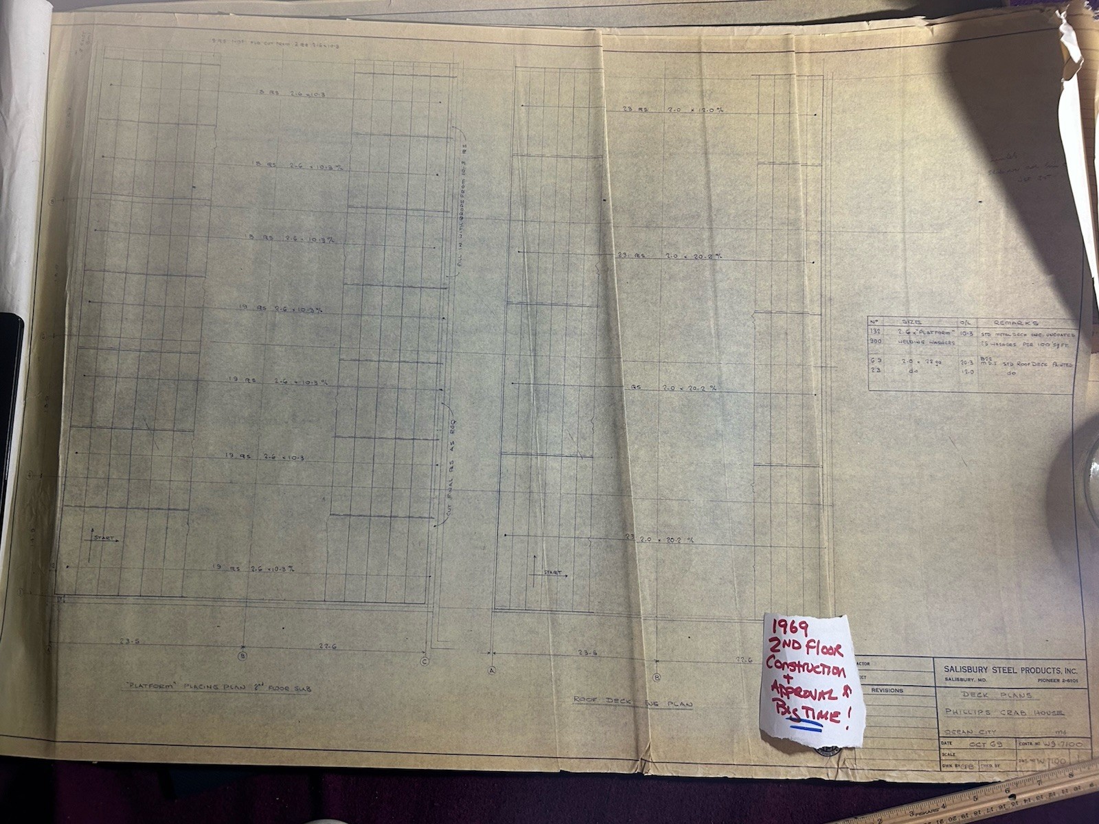 Ocean City Md Phillips Crab House Original Vintage Blue Prints 1960’s -2000’s