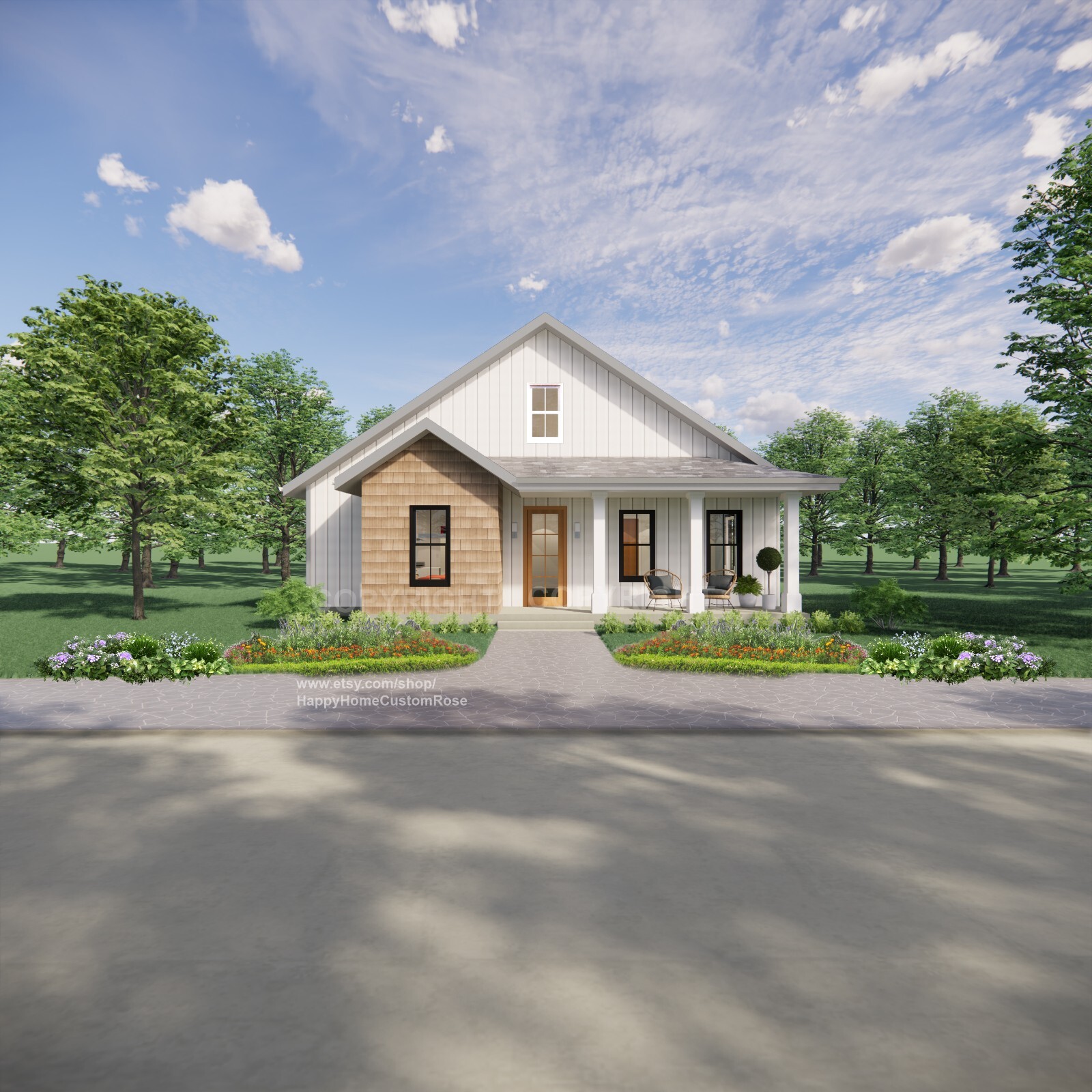 Modern Cottage Construction Plans – Modern Farmhouse 2 Bed 2 Bath – Blueprint