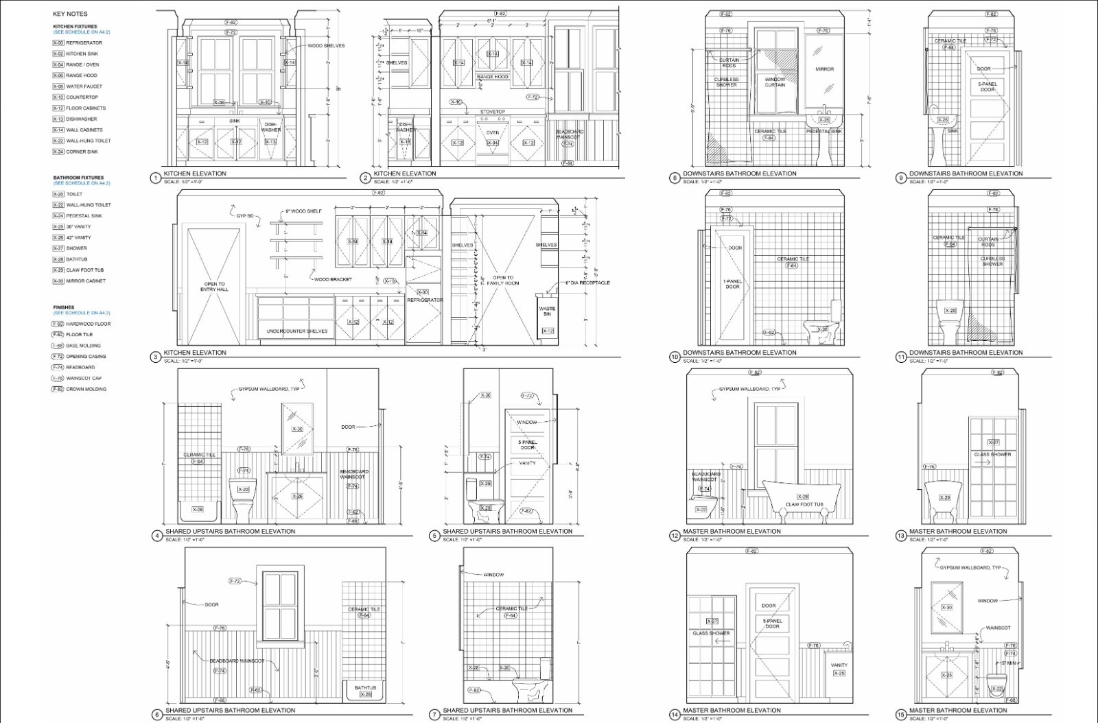 Construction Documents for 3-Bedroom 2-Story American Farmhouse – 1945 sqft
