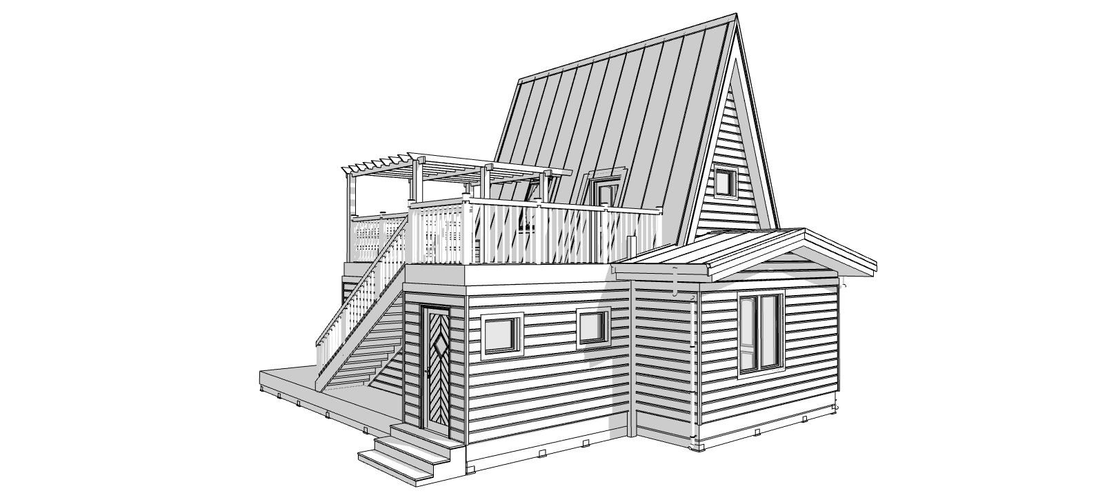 Modern A-Frame 2 Bedrooms, 2 Bathrooms Guest House Plans Architecture Plans 760S