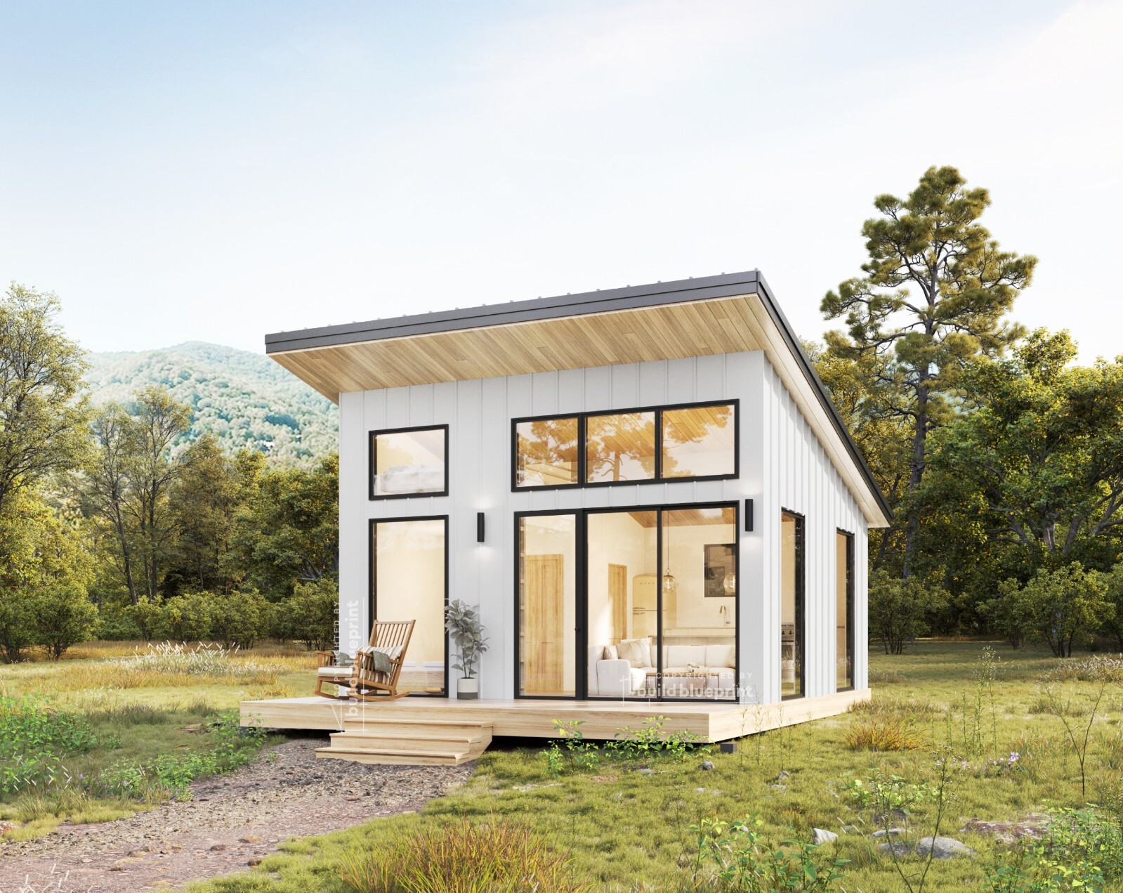 20×20 Lean Modern Cottage Custom Architectural Plans 400SF – PDF Download