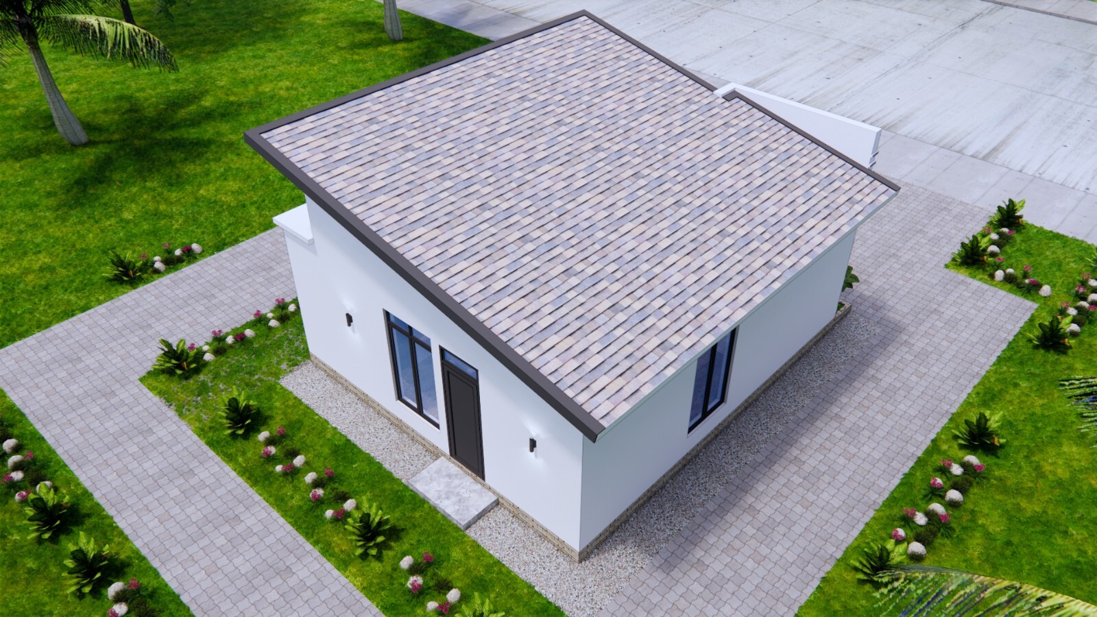 23×26 Feet Small House Plan 7×8 Meter 3 Beds 1 bath Shed Roof PDF & A4 Hard Copy