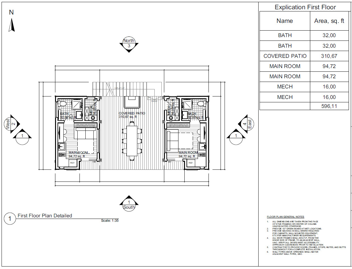 38’x18’ Double Tiny House, 1-Bed, 1-Bath Architectural Build Plans PDF Download