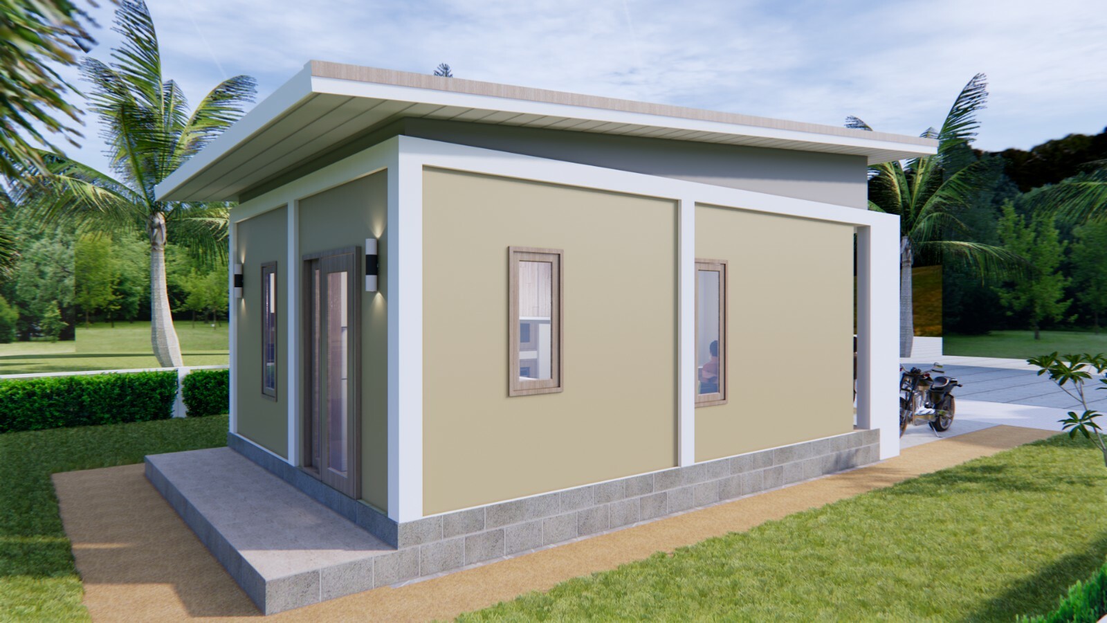 Small House Design 5×7 Meters 16×23 Feet 2 Beds 1 Bath Shed Roof (A4 Hard Copy)