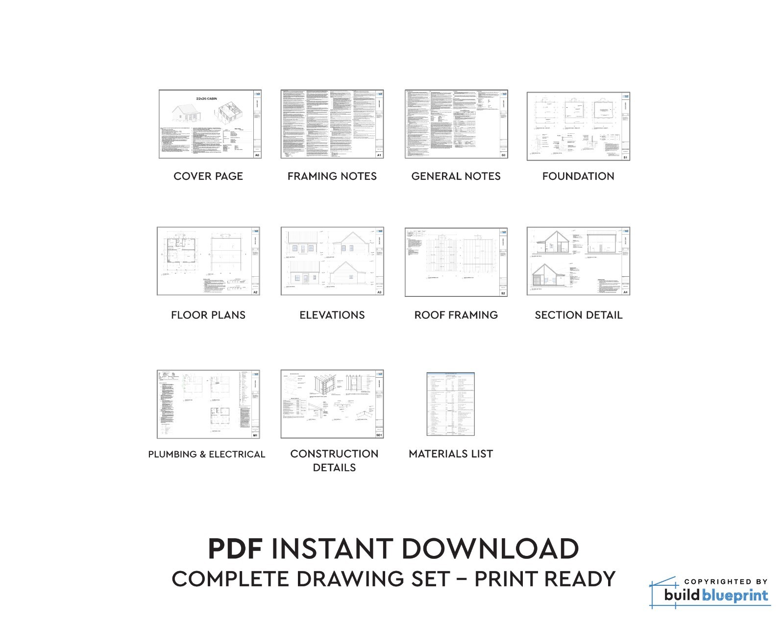 22′ x 26′ Garden Cottage Architectural Plans – PDF Download