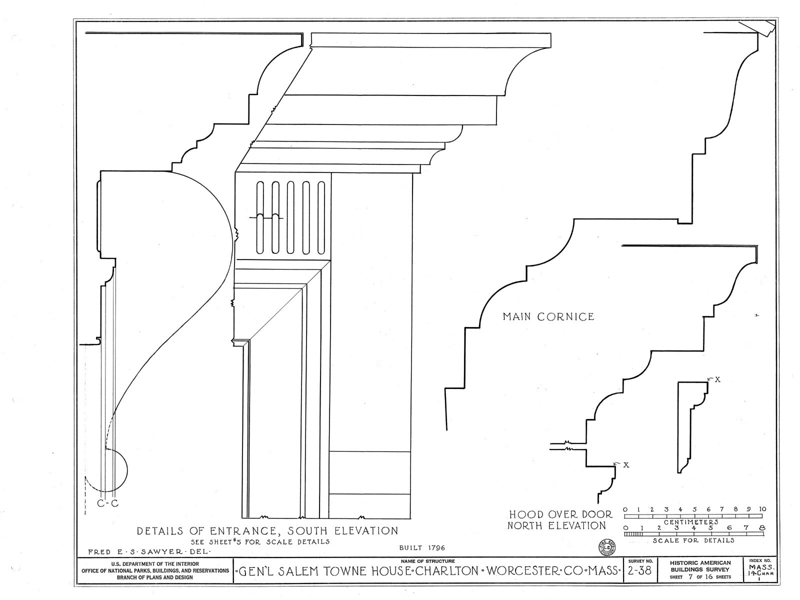 Federal style wood house, Traditional Colonial home, architectural blueprints