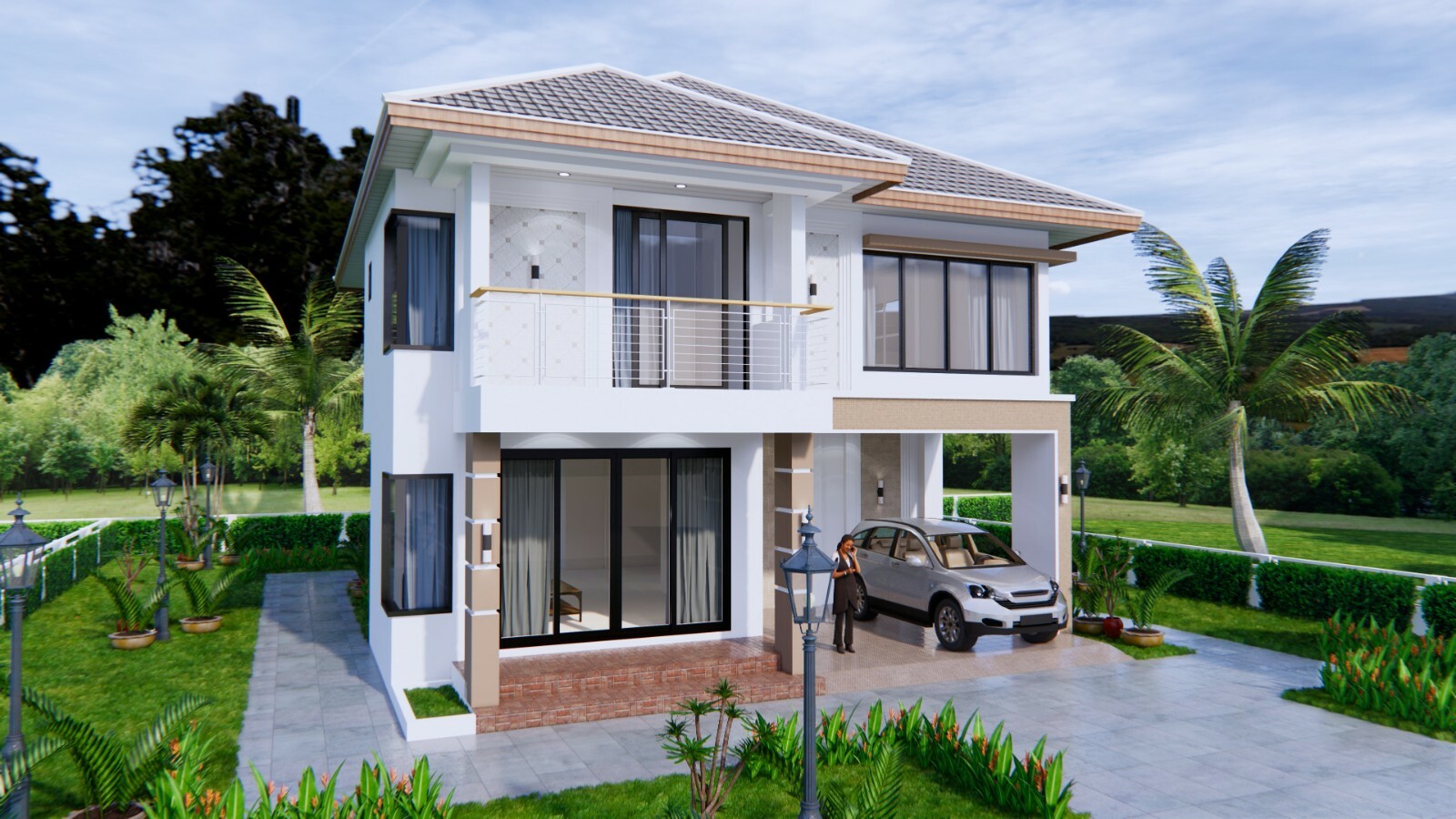 Custom House Plans 30×36 Feet 9×11 Meter 4 Beds 3 Baths Hip Roof (A4 Hard Copy)