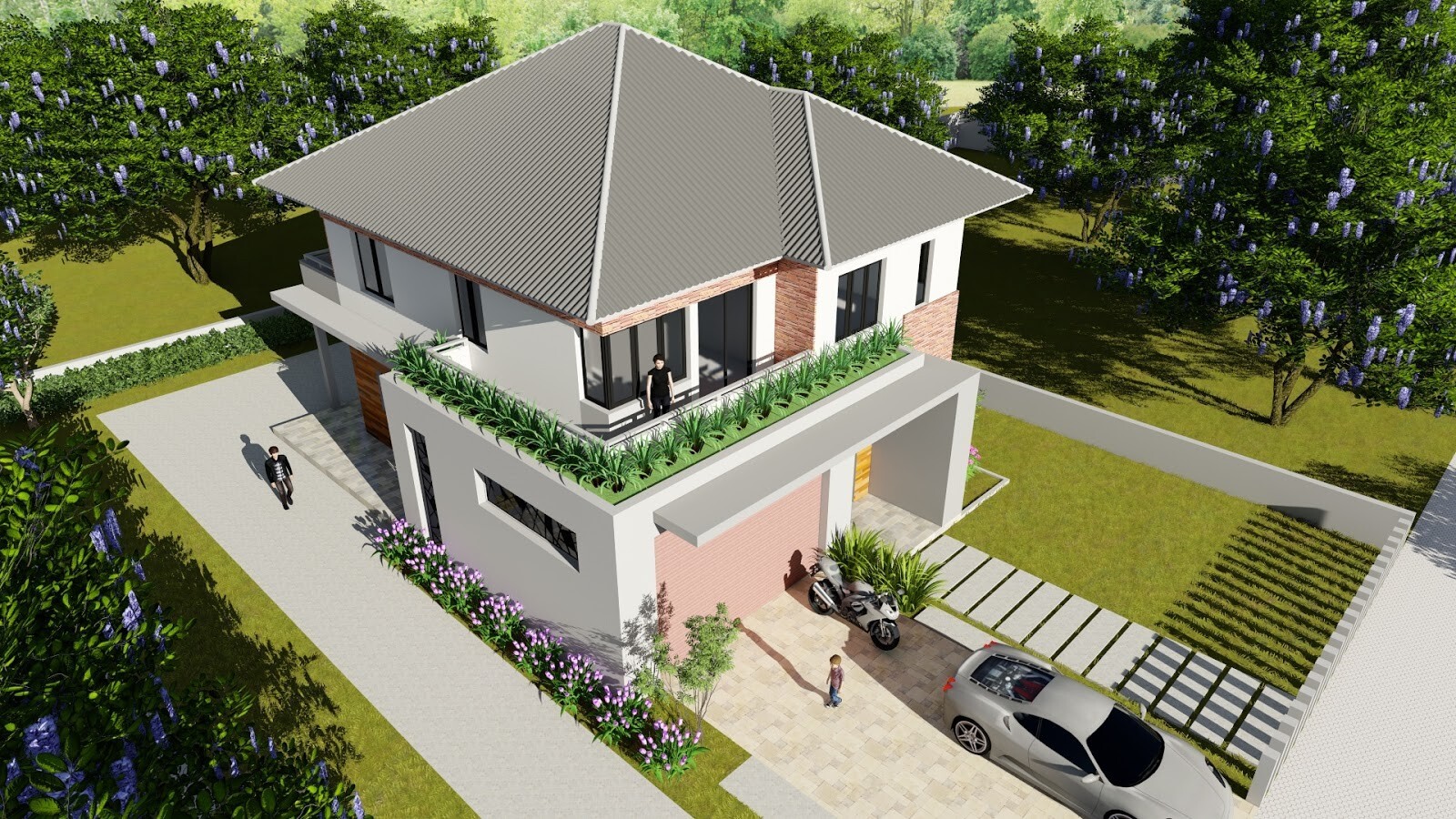 A4 Printed & PDF House Plan 36x46Feet 11×14 Meter 3 Beds 3 Bath Hip Roof
