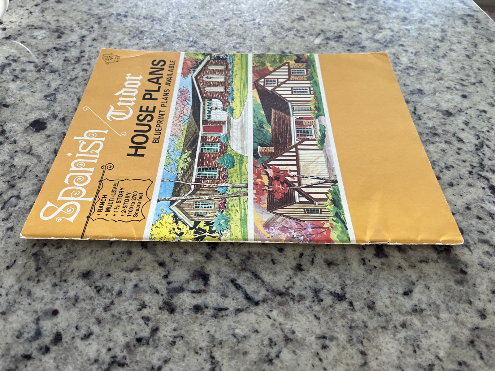 Vintage 1972 MCM Spanish Tudor Home Plans Design Catalog Blueprints Ranch Split
