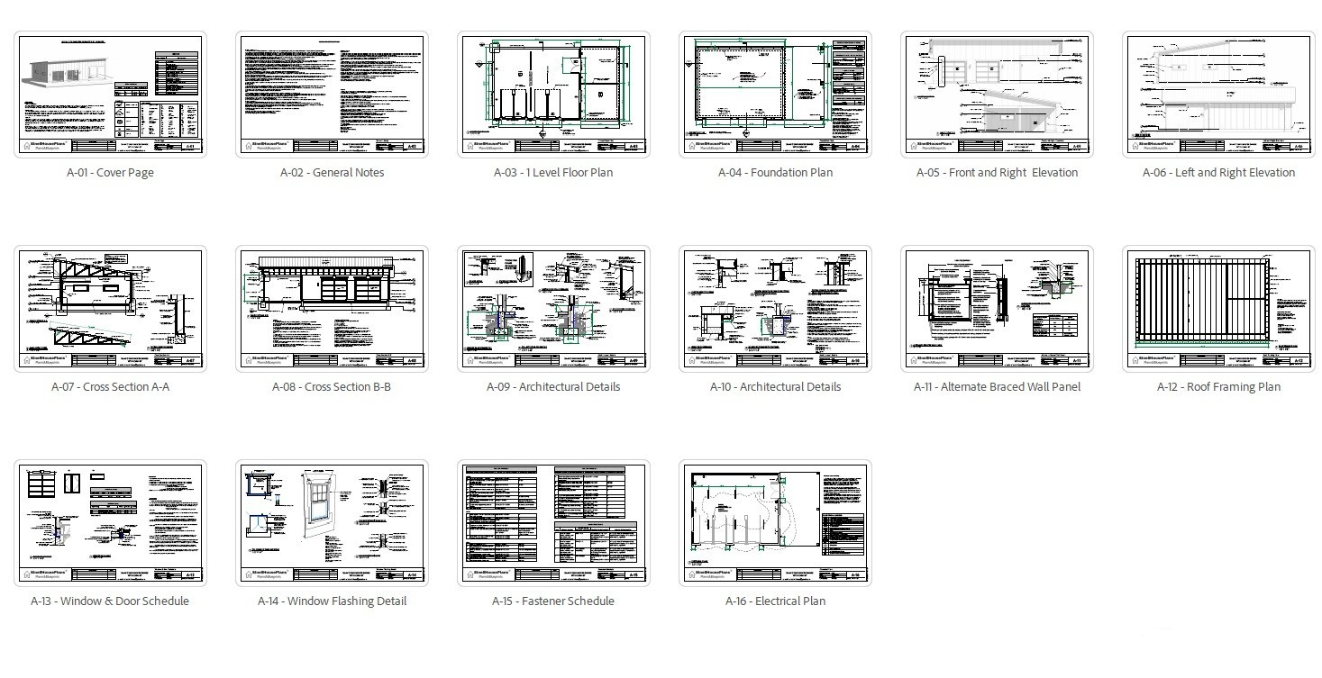 Modern 2-Car Garage Plan with Carport/ Detached Garage Blueprints