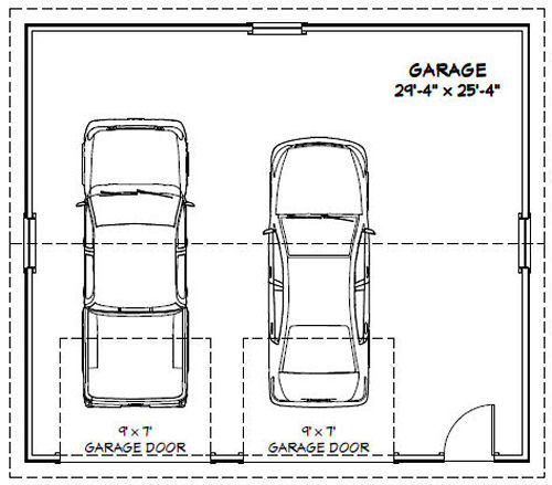 30×26 2-Car Garage — 780 sqft — PDF Floor Plan — Model 1A