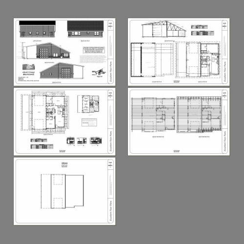 46×48 House – 2 Bedroom 2 Bath 1 RV – 1,157 sqft – PDF Floor Plan – Model 4E