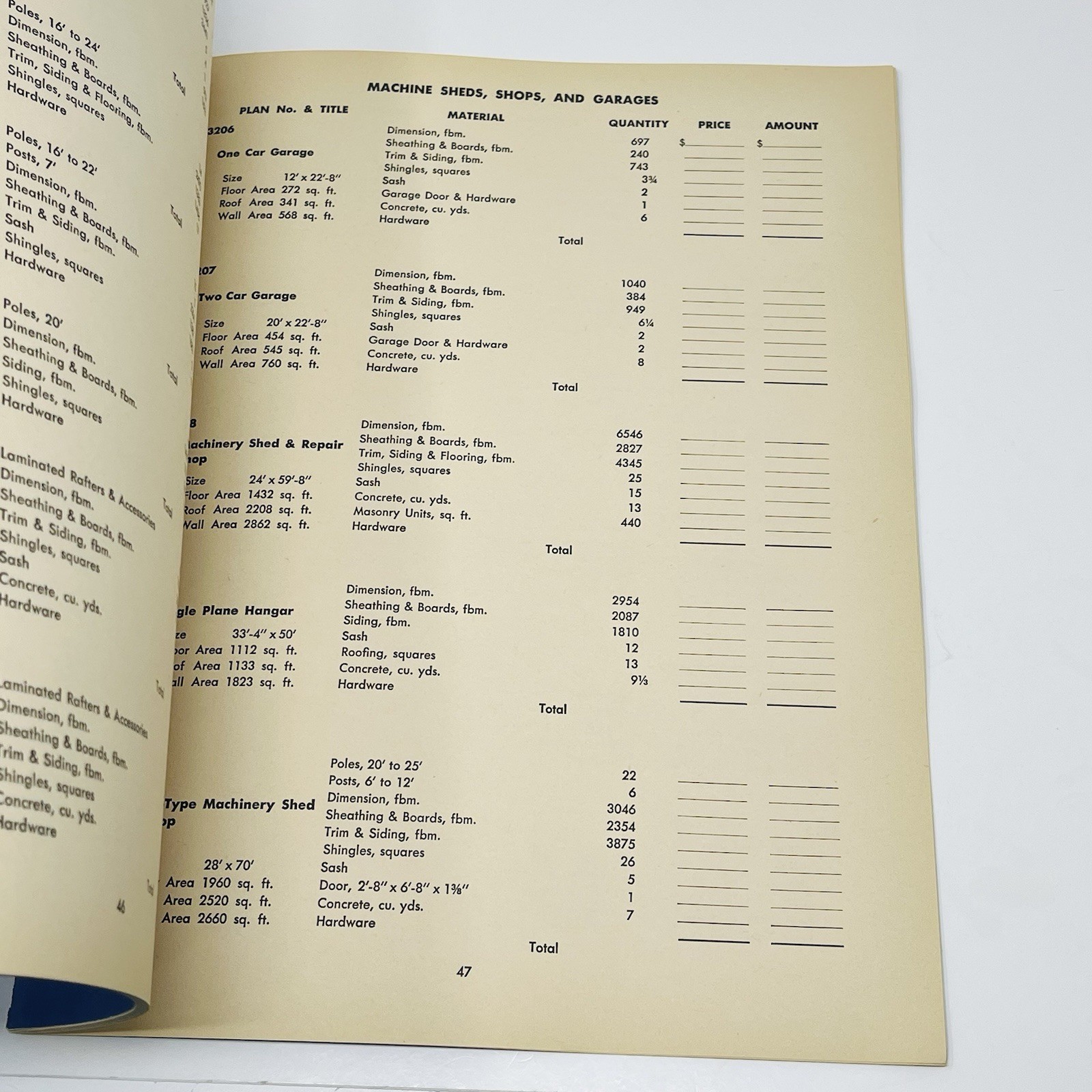 1958 Weyerhaeuser 4 Square Material List For Estimating Farm Building Designs