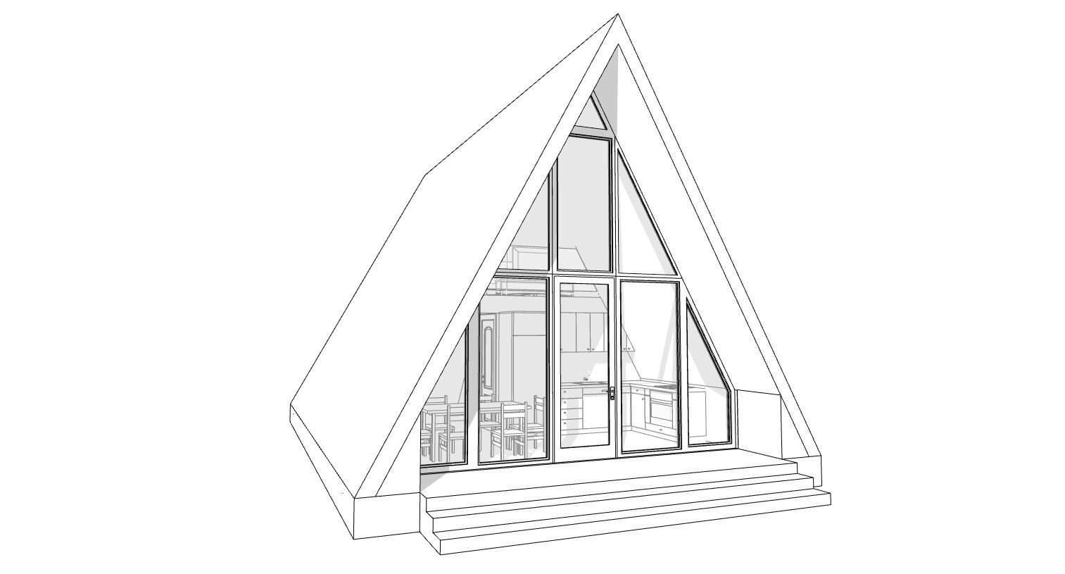 23’x41’ 1 Bed 1 Bath Modern A-Frame Cabin Architectural Build Plans PDF Download