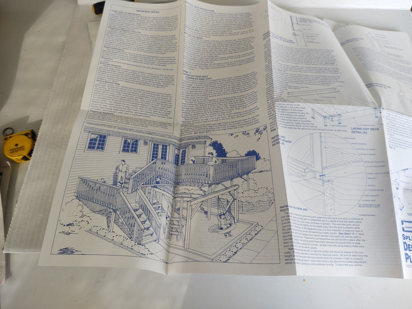 VTG 1996 Garlinghouse Split Level Deck 14′ Play Area Project Plan blueprints FYI