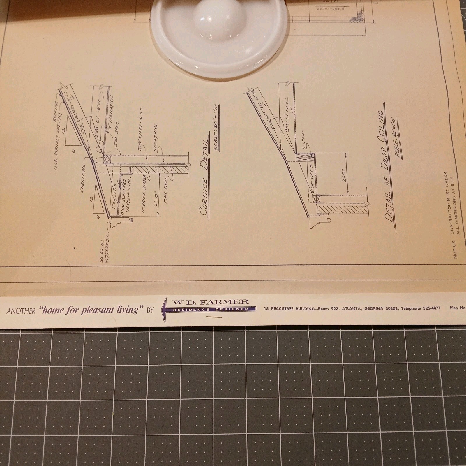 MCM 1966 House Blueprint Plans W.D. Farmer Homes Plan #246 1220 sf 60s Ranch Vtg