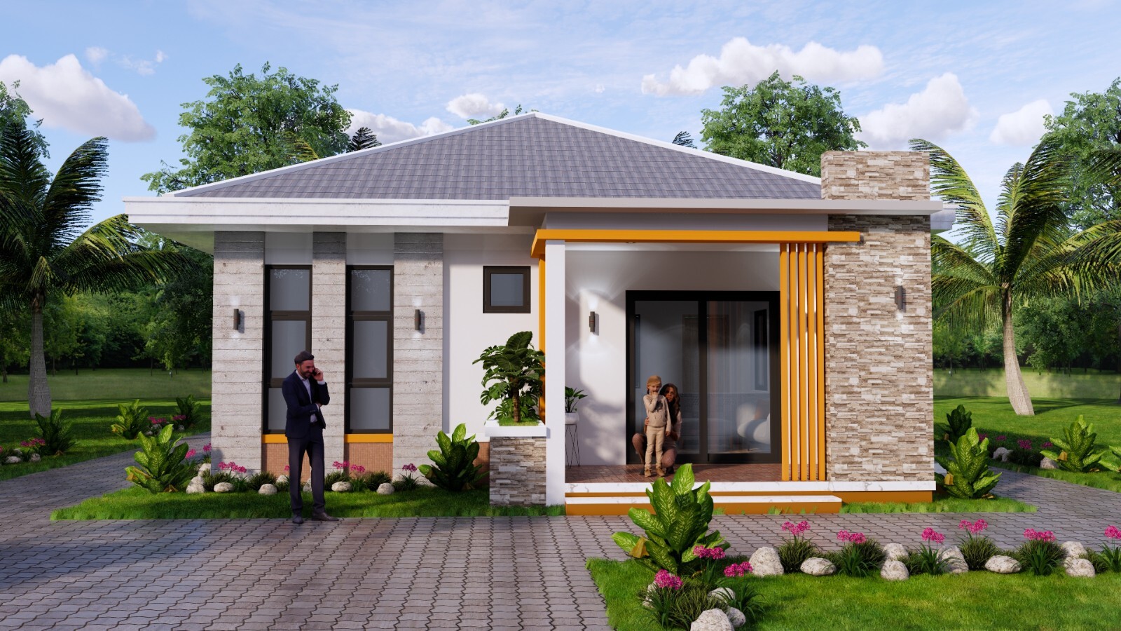 26×36 Feet Small House Plan 8×11 Meter 3 Beds 2 Baths Hip Roof (A4 Hard Copy)