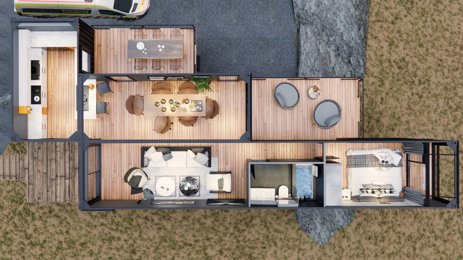 Container house plans – 1 bedroom – 1 bathroom – Digital PDF File