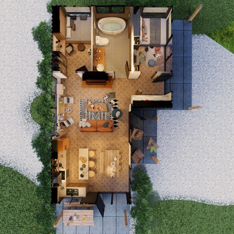Container house plans – 2 bedrooms – 1 bathroom – Digital PDF File