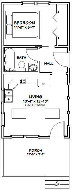 14×28 Tiny House — 391 sq ft — PDF FloorPlan — Model 4A