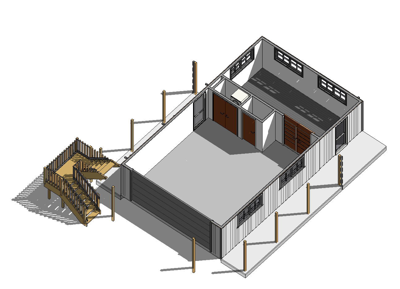 (ADU) Garage loft Apartment 1BR/ 1BATH/kitchen full PDF dwg set + CAD download