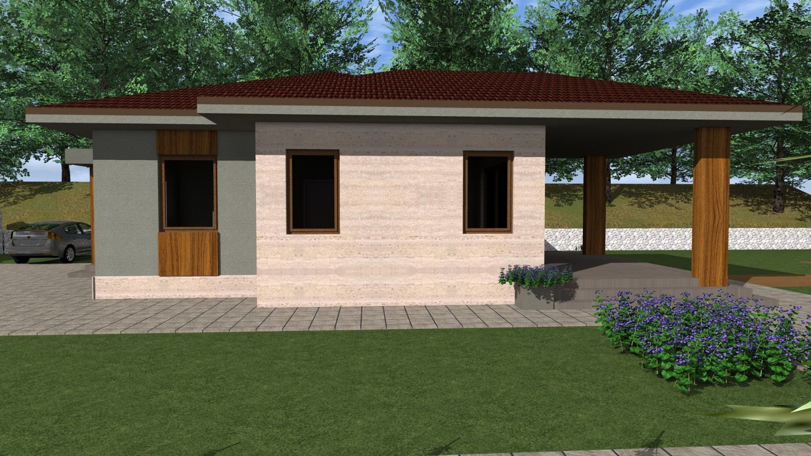 Small Modern 2 Bedroom 1 Bathroom House Floor Plan Blueprints, 1054SQFT/98m2