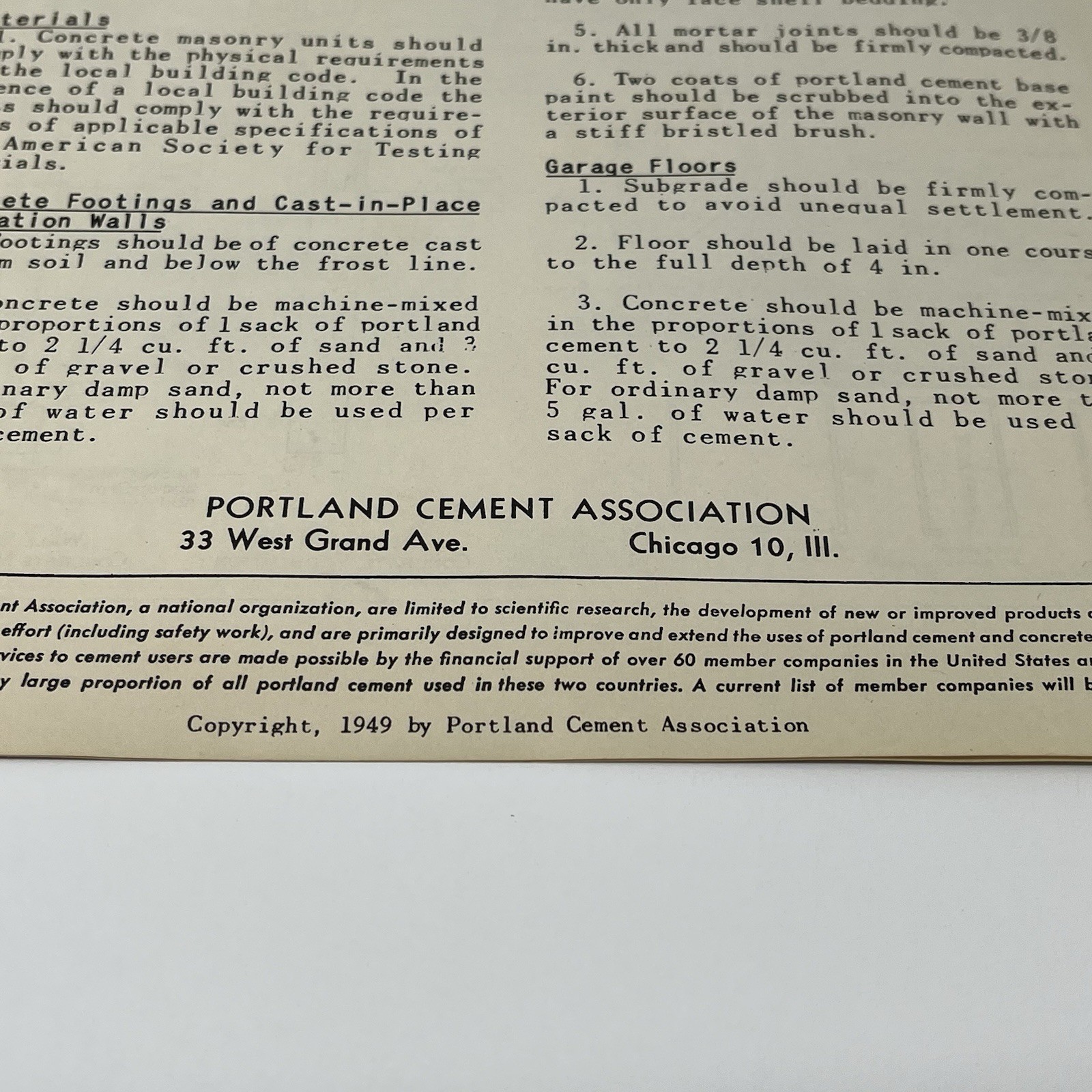 1949 Portland Cement Build Your Home Garage With Concrete Masonry Blueprint Plan