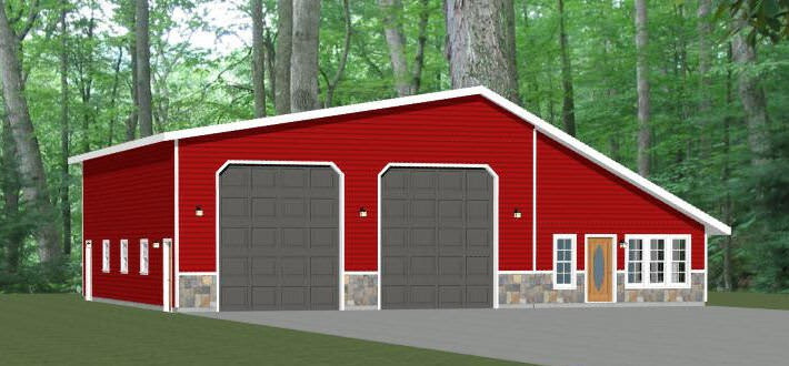 56×48 2 RV Garage – 2 Bedr 1 Bath – 2,649 sq ft – PDF Floor Plan – Model 1E