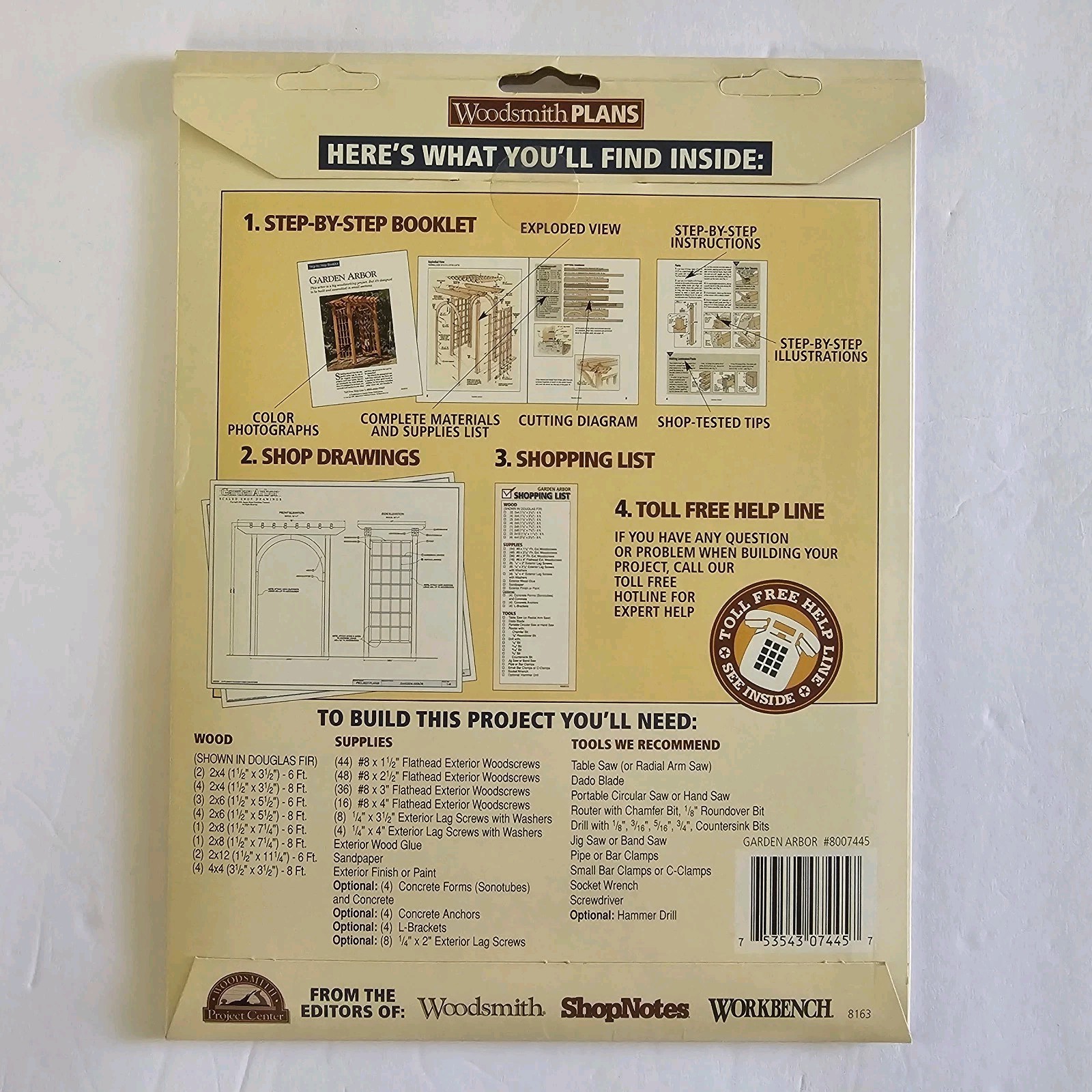 Woodmith Plans #8007445 Garden Arbor DIY Step By Step Instructions