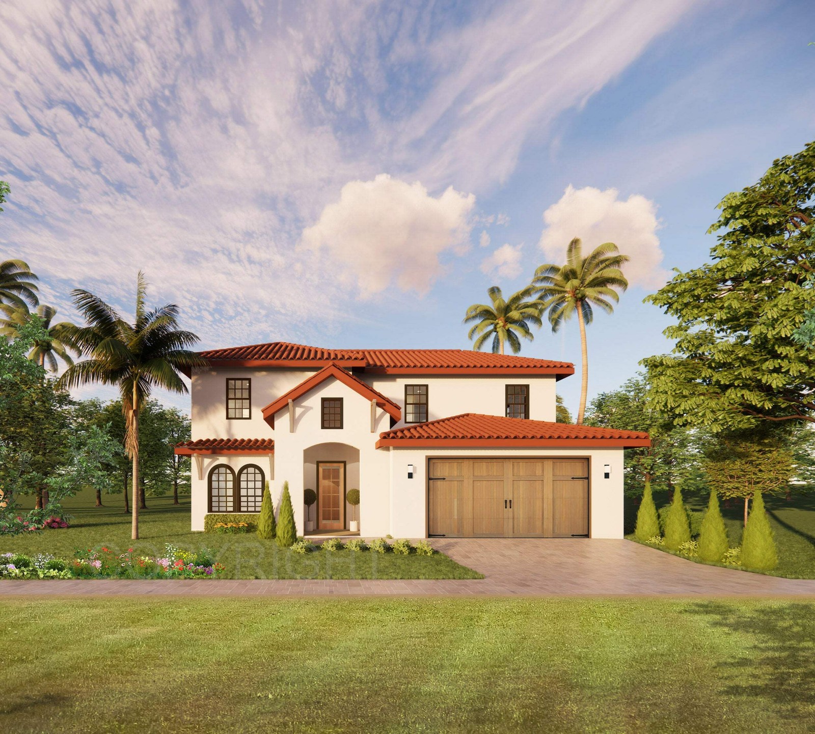 Sonora Grove Spanish Mission House Plan Design – 4 Bed 3 Bath 2940 sq ft – Doubl