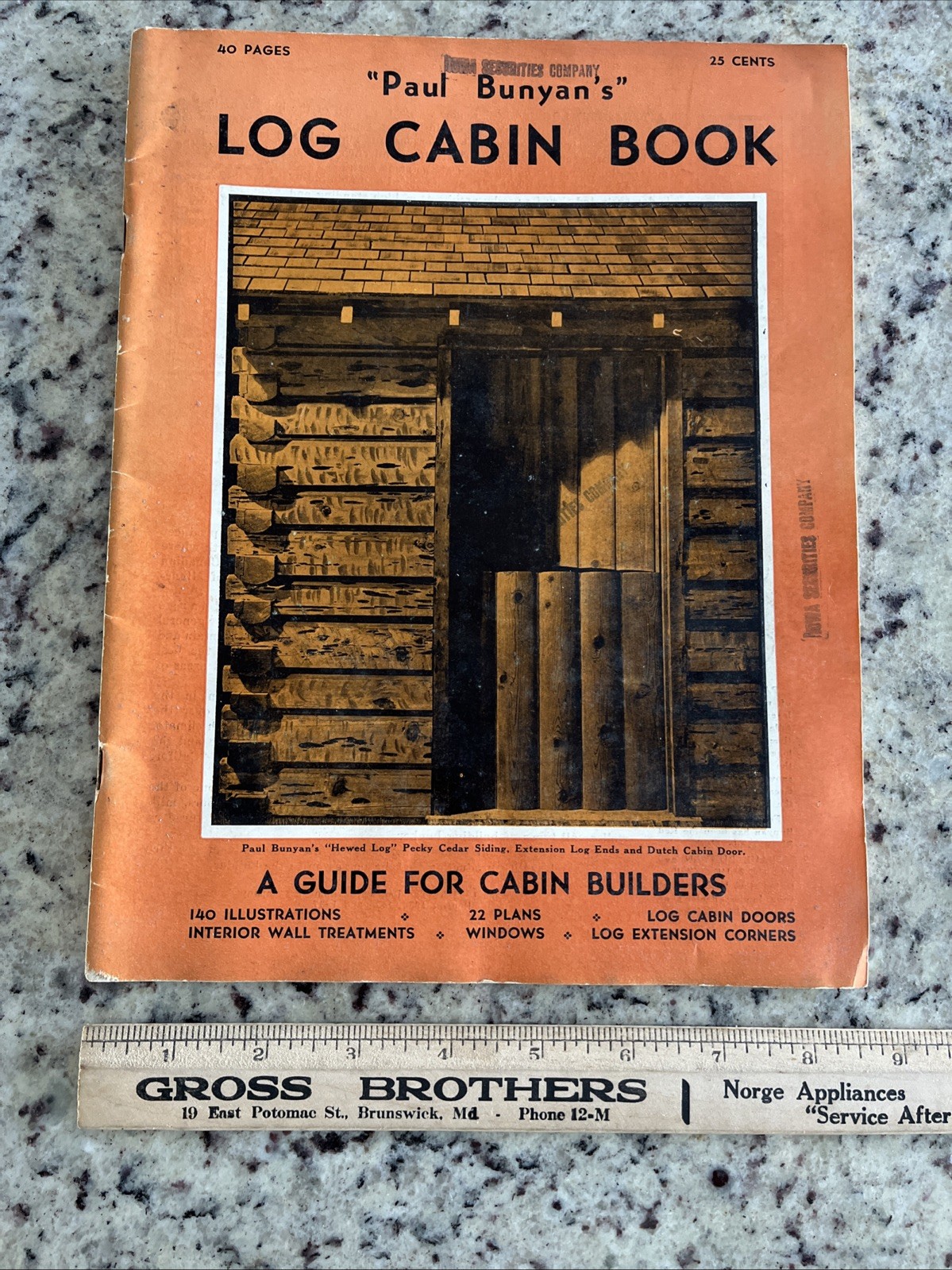 Vintage 1937 Paul Bunyan Log Cabin Plan Guide Cinder Cone Dance Hall Standish CA