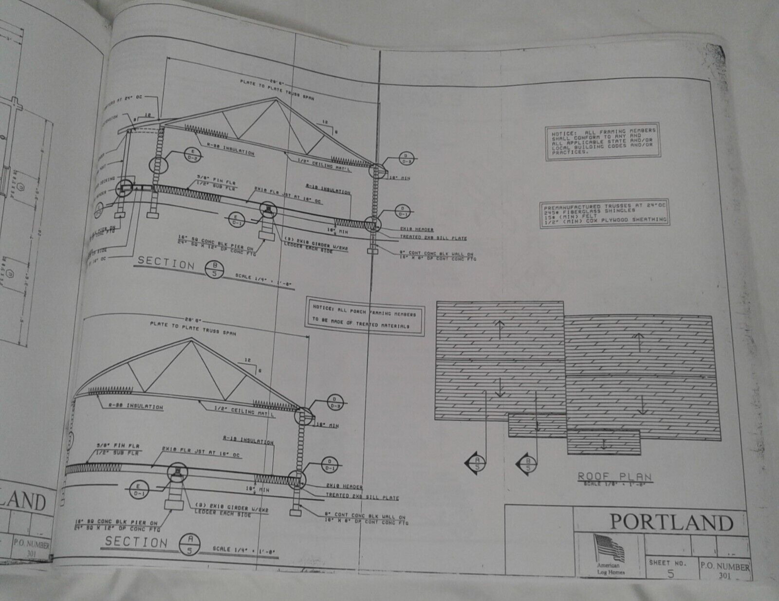1984 9 Diagrams American Log Home Architectural Design Building Plan Blue Print