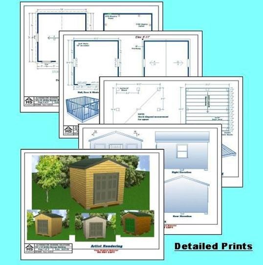 10×12 Storage Shed Plans Package, Blueprints, Material List & Instructions