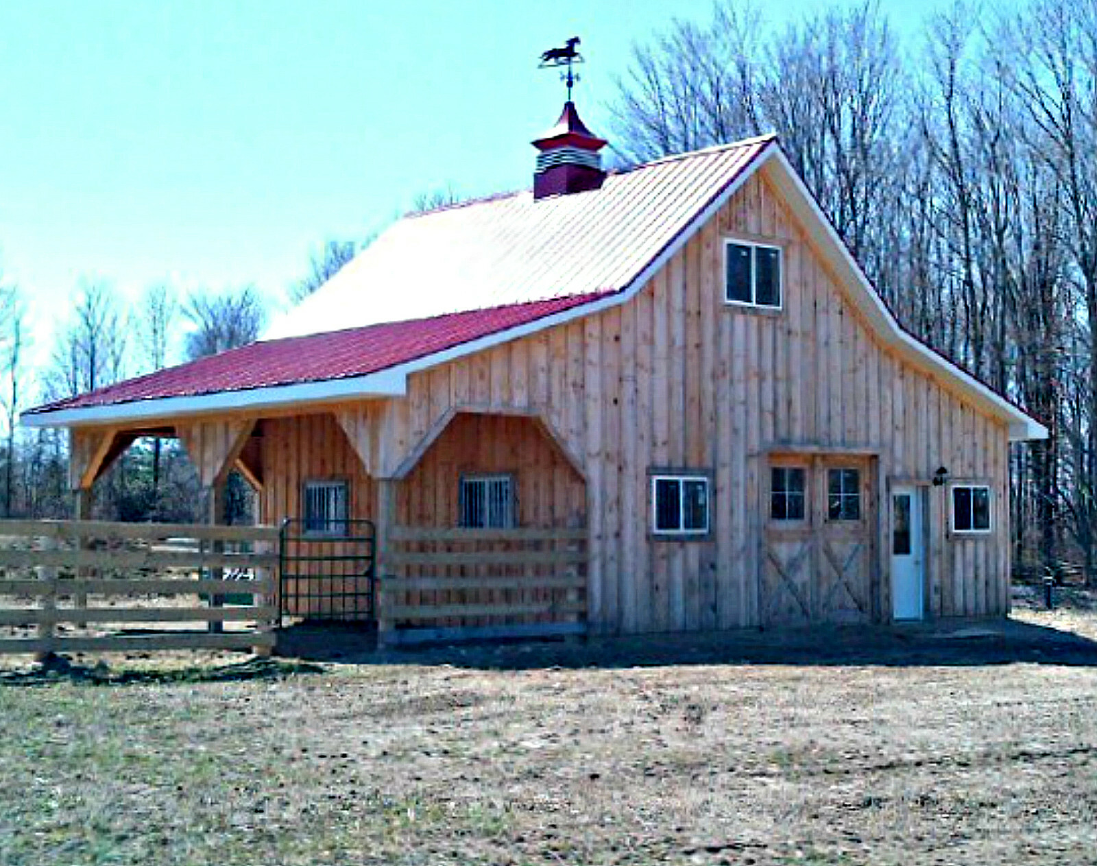 17 Small Horse Barn Designs – Complete Pole-Barn Construction Blueprints (B8)