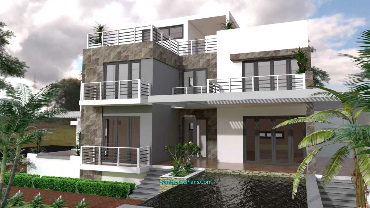 House Plan 10×16 Meter 33×53 Feet 4 Beds 4 Baths Terrace Roof (A4 Hard Copy)