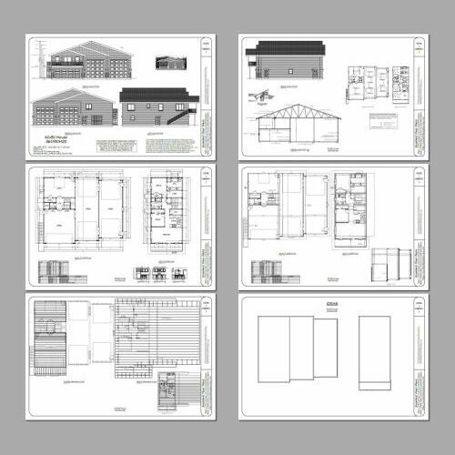60×50 Apartment with 2-Car 2-RV Garage – PDF FloorPlan – 1,648 sqft – Model 2E
