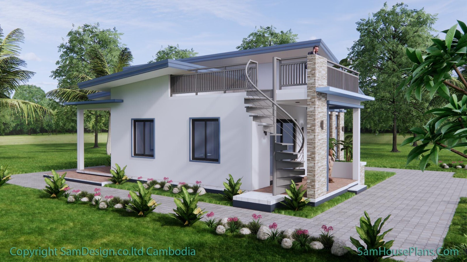 26×36 Small House Plan 8×11 Meter 2 Beds 2 Baths Small Shed (A4 Hard Copy)