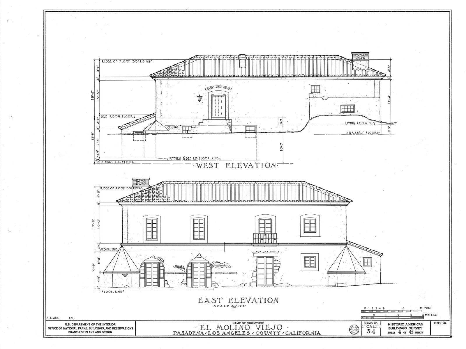 Southwest style architectural house plans, adobe home, tile roof, PRINTED PLANS