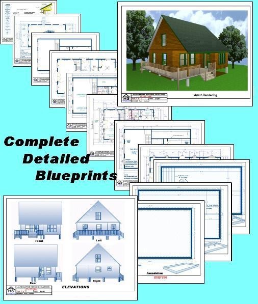 28×28 Cabin w/Loft Plans Package, Blueprints, Material List