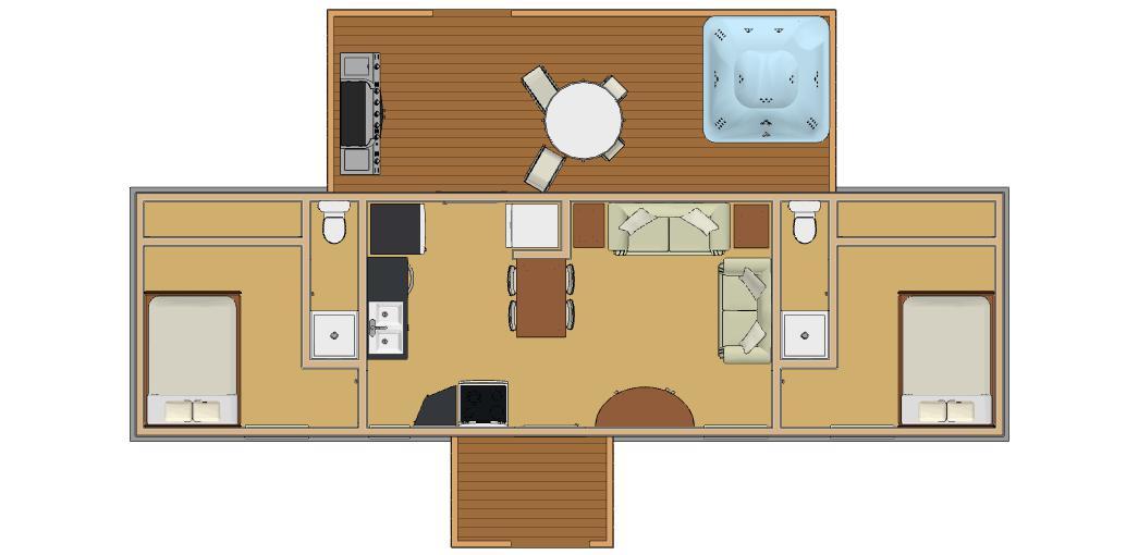 539sqft – 12’x44′ – 2bedrms2baths – Tiny House design – ala cart