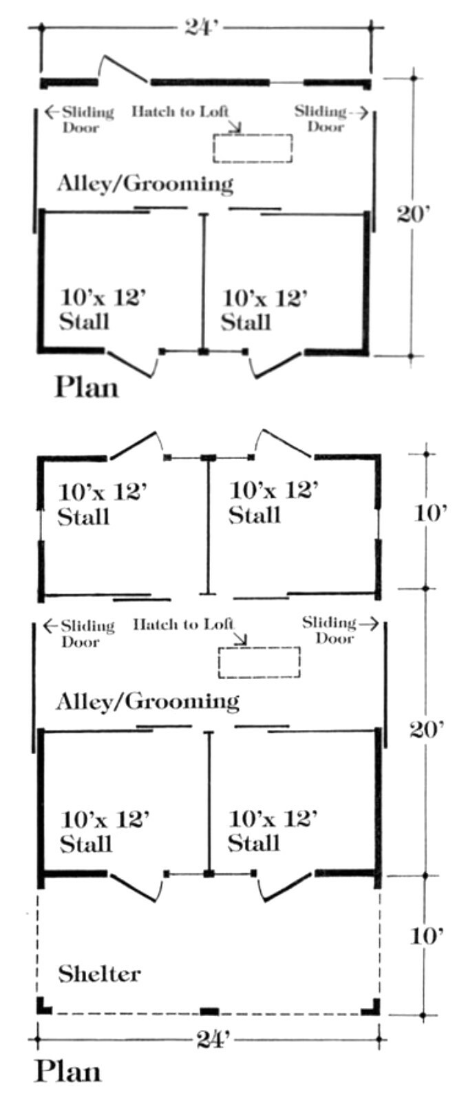 Chestnut Horse Barns – 3 Complete Sets of Pole Barn Building Plans (eB-418×3)