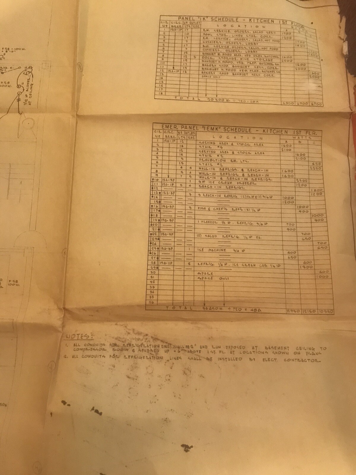 1957 Hilton Hotel Kitchen/employee Cafeteria Building Plans And Blueprints