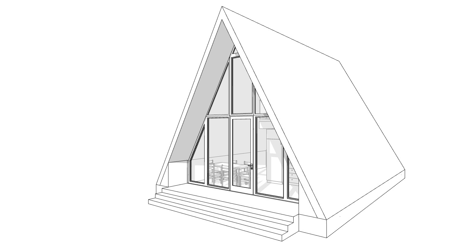 23’x41’ 1 Bed 1 Bath Modern A-Frame Cabin Architectural Build Plans PDF Download