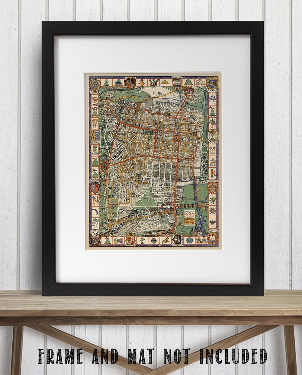 1932 Mexico City Pictorial Map Vintage Mexican Capital Poster Print