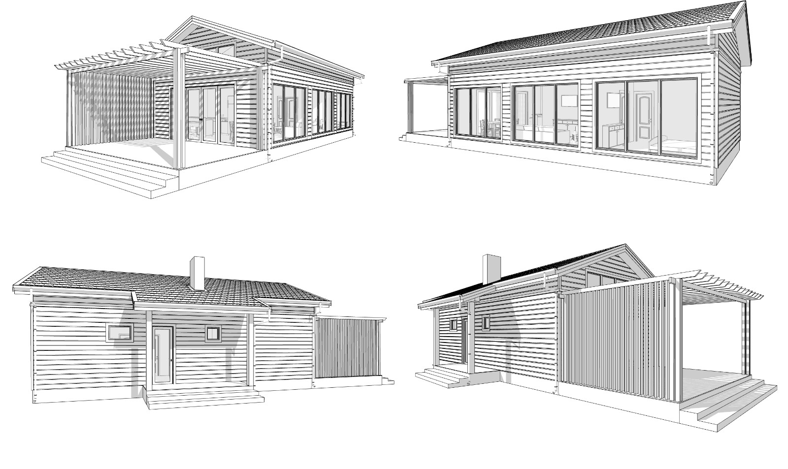 Charming Tiny House 1 Bed, 1 Bath, 701SF Architectural Build Plans PDF Download