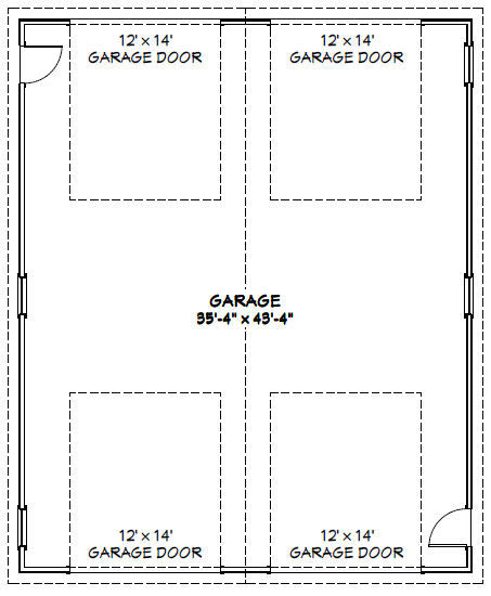 36×44 2 RV Garage – 1,584 sq ft – PDF Floor Plan – Model 1A